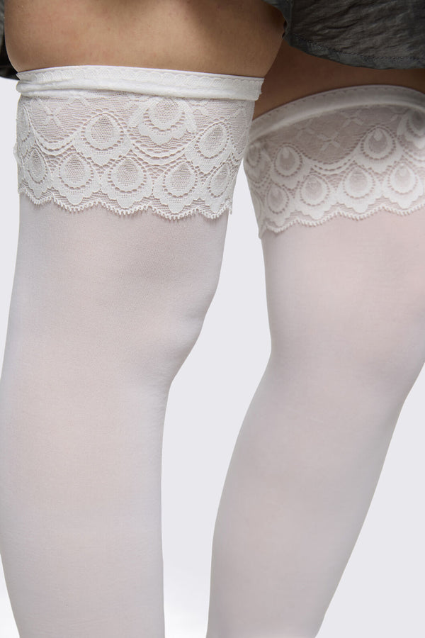 Black Friday - Frill Top Long Socks - white