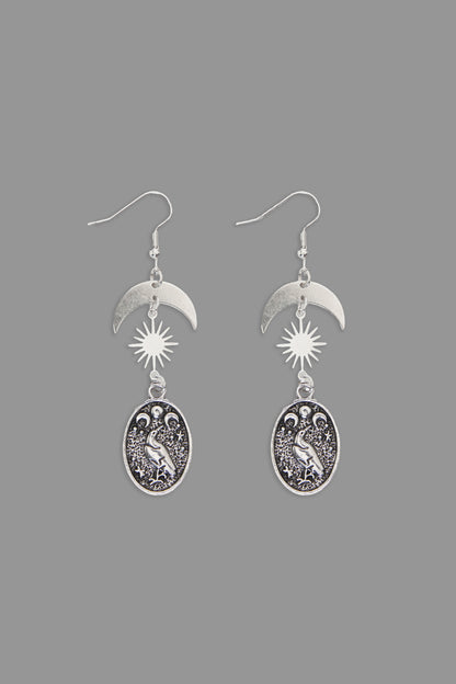 Black Friday - Raven Charm Earrings - silver