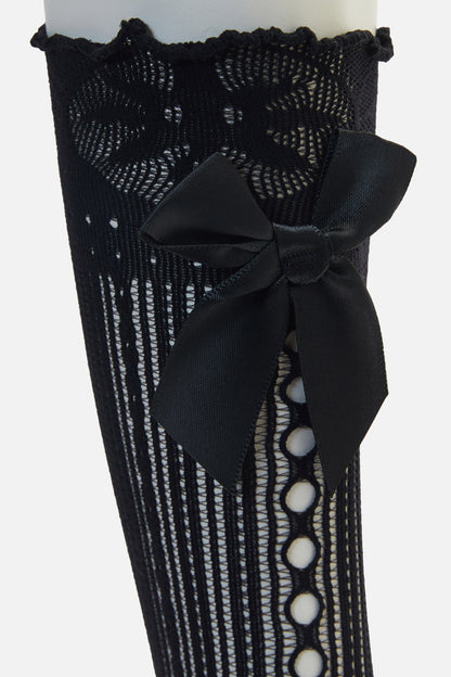 Black Friday - Big Bow Knee Socks - black