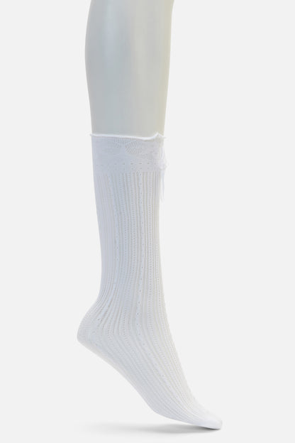 Black Friday - Big Bow Knee Socks - white