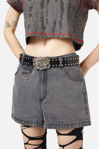 Black Friday - Flower Buckle Stud Belt - black