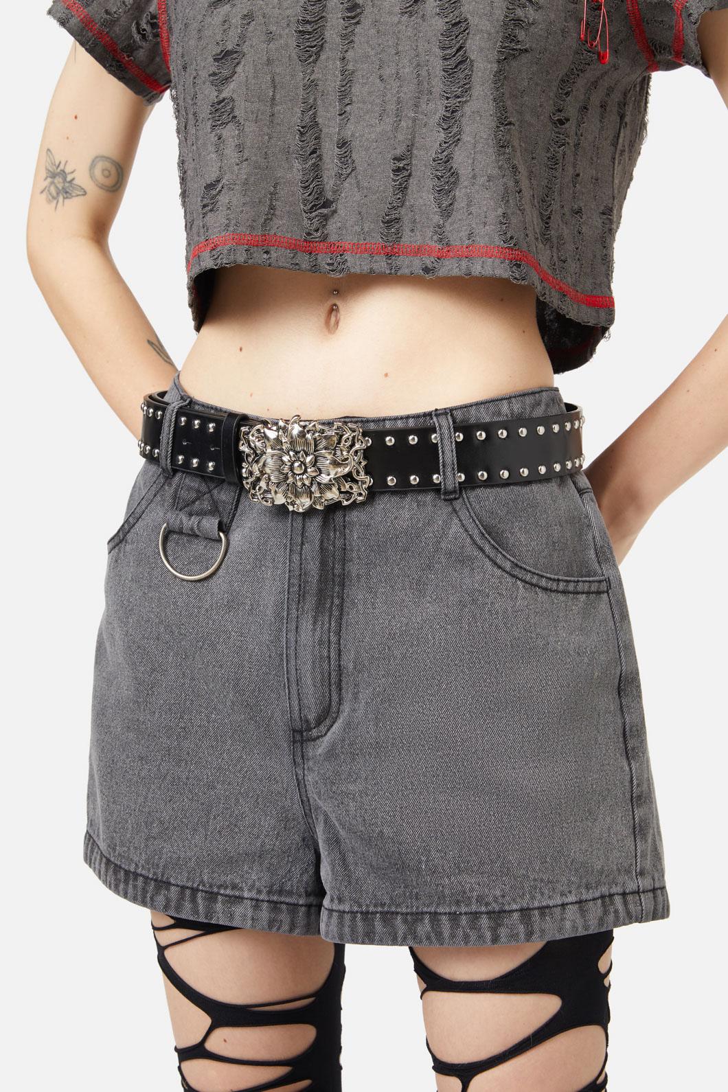 Black Friday - Flower Buckle Stud Belt - black