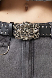 Black Friday - Flower Buckle Stud Belt - black