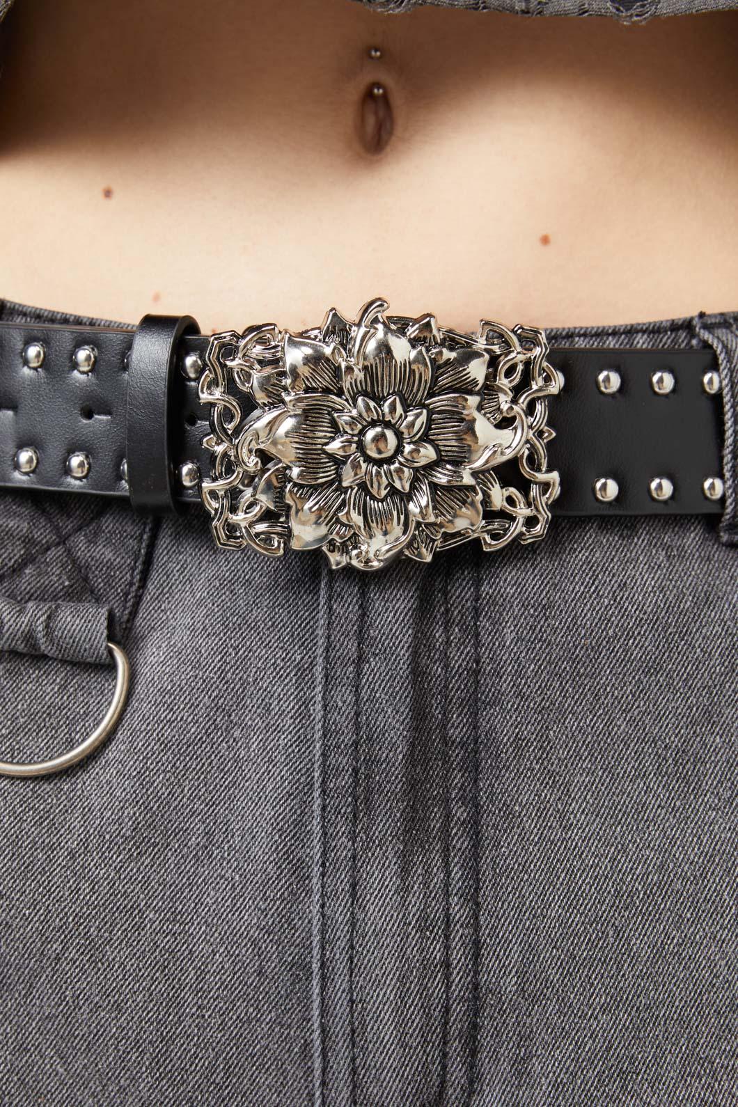 Black Friday - Flower Buckle Stud Belt - black