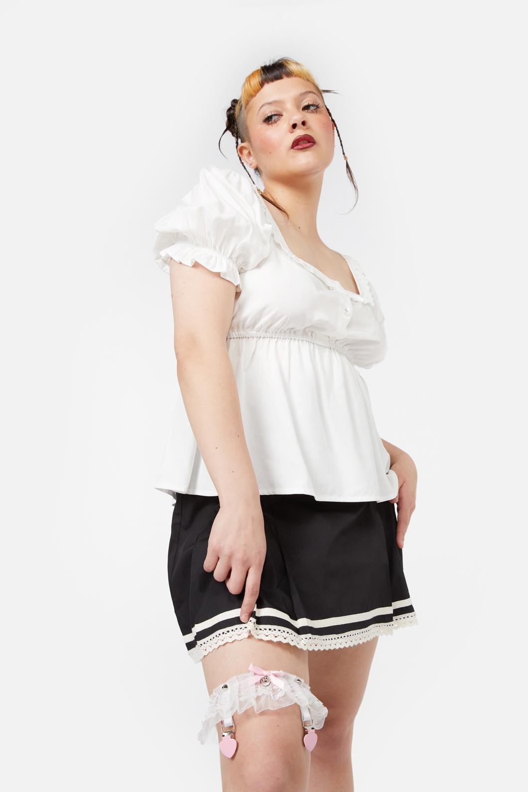 Black Friday - Frill & Lace Garter - white