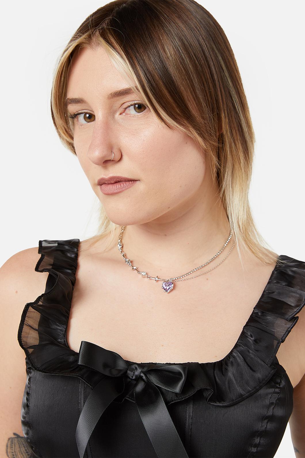 Black Friday - Gem of a Heart Necklace - silver