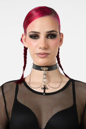 Black Friday - Drop Cross Choker - black