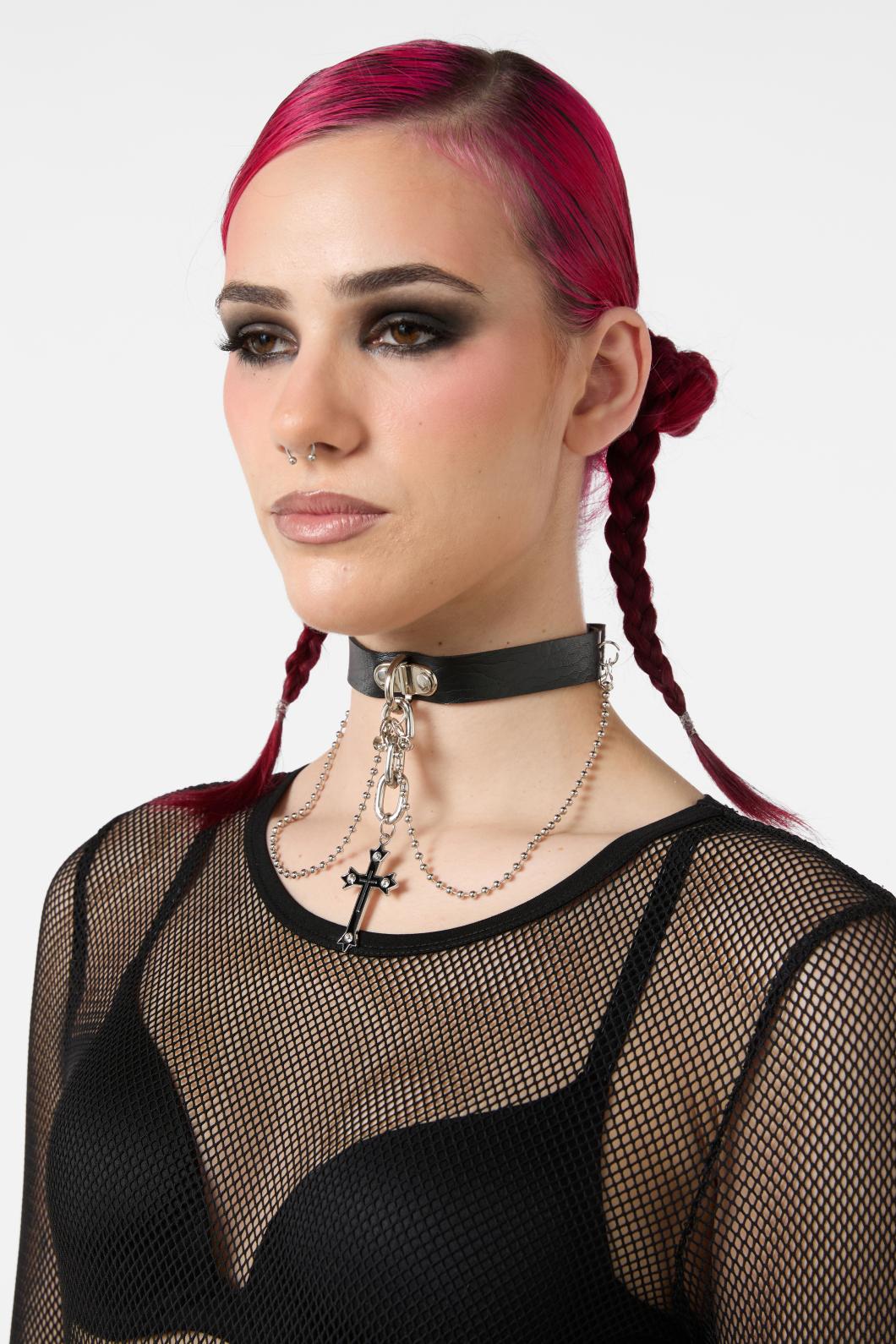 Black Friday - Drop Cross Choker - black