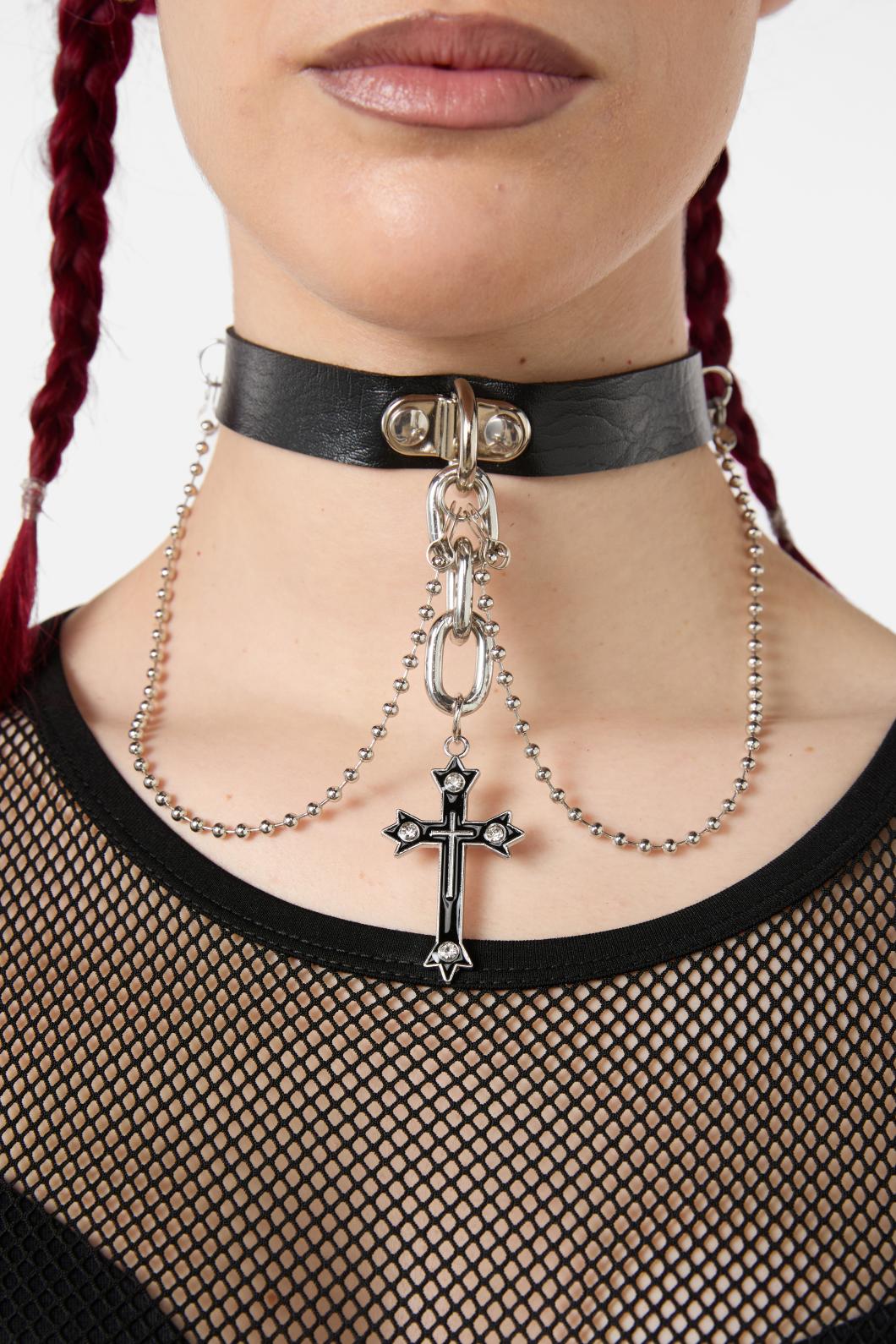 Black Friday - Drop Cross Choker - black