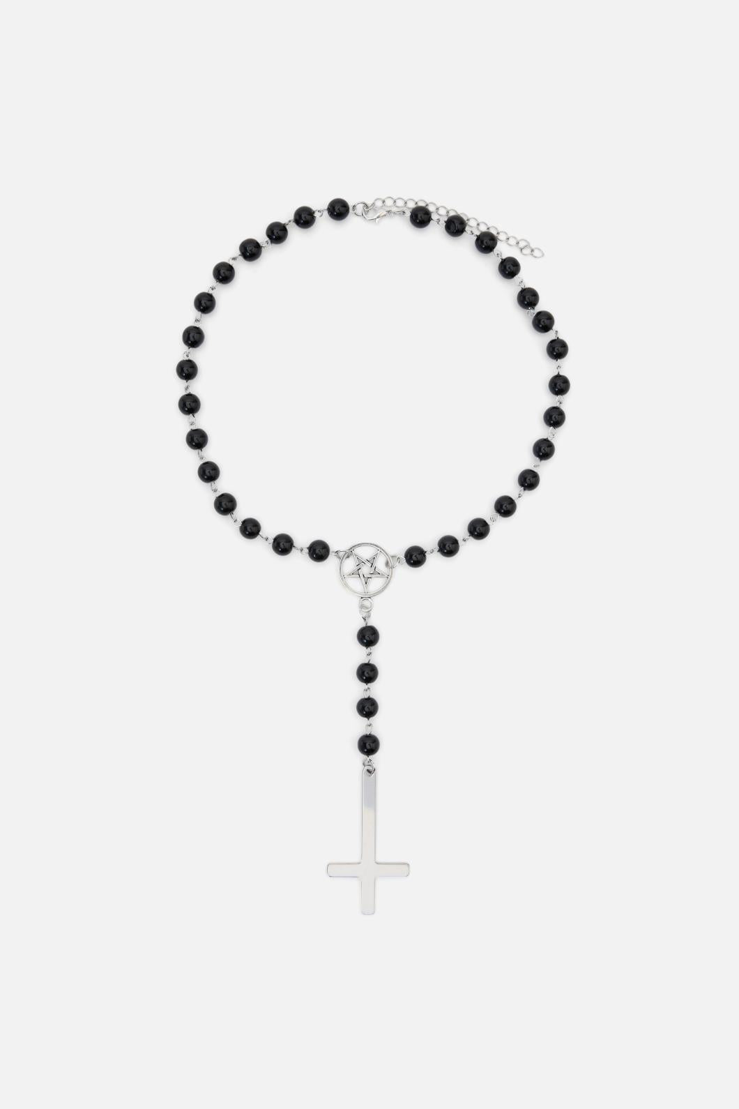 Black Friday - Drop Charm Goth Necklace - black-silver