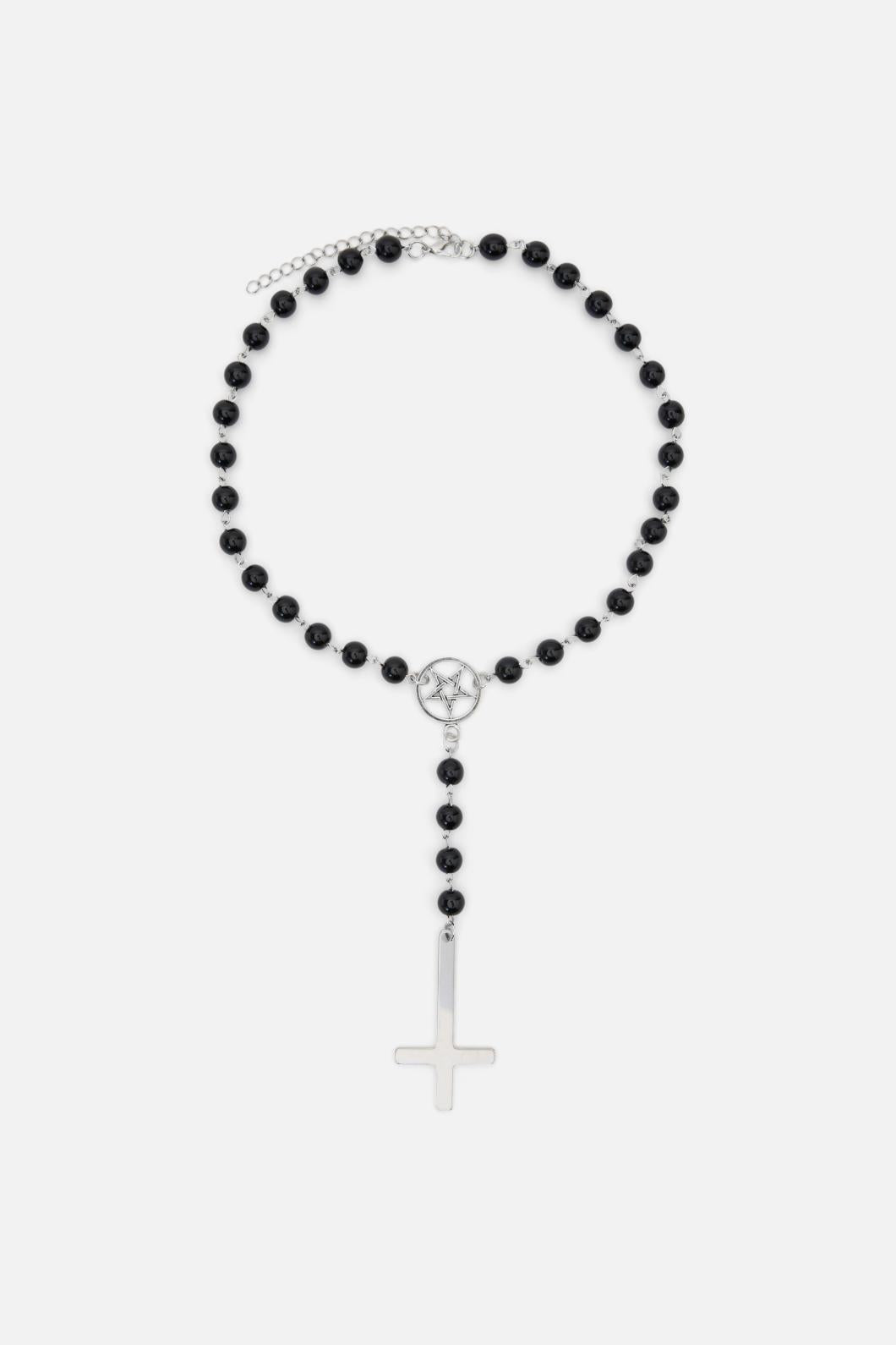 Black Friday - Drop Charm Goth Necklace - black-silver