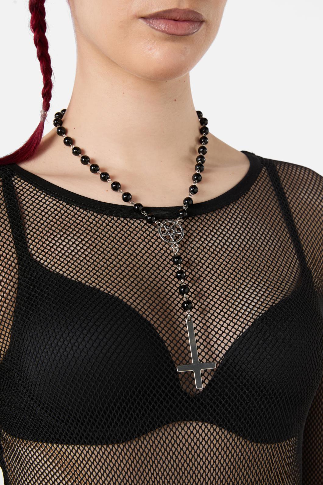 Black Friday - Drop Charm Goth Necklace - black-silver