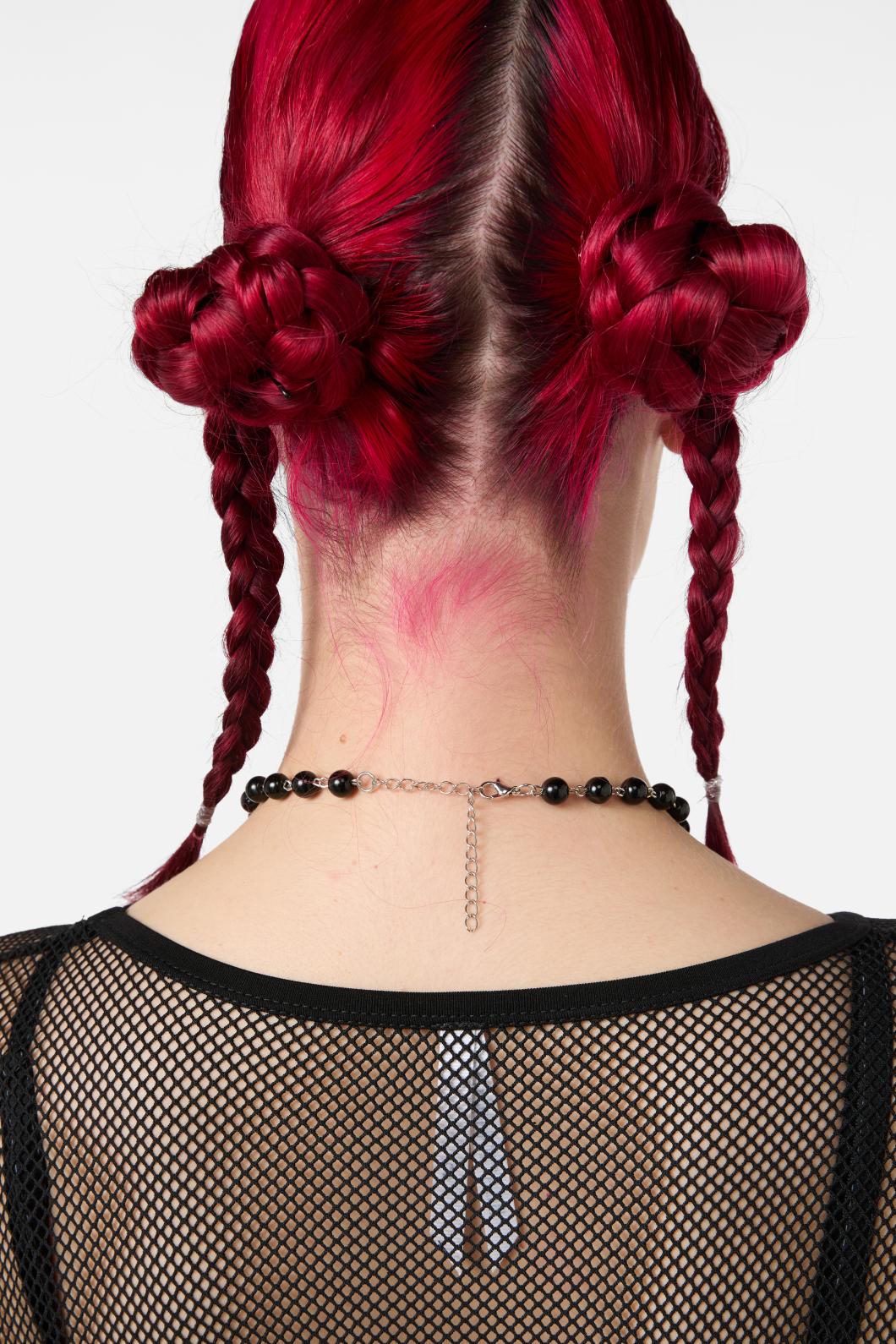 Black Friday - Drop Charm Goth Necklace - black-silver