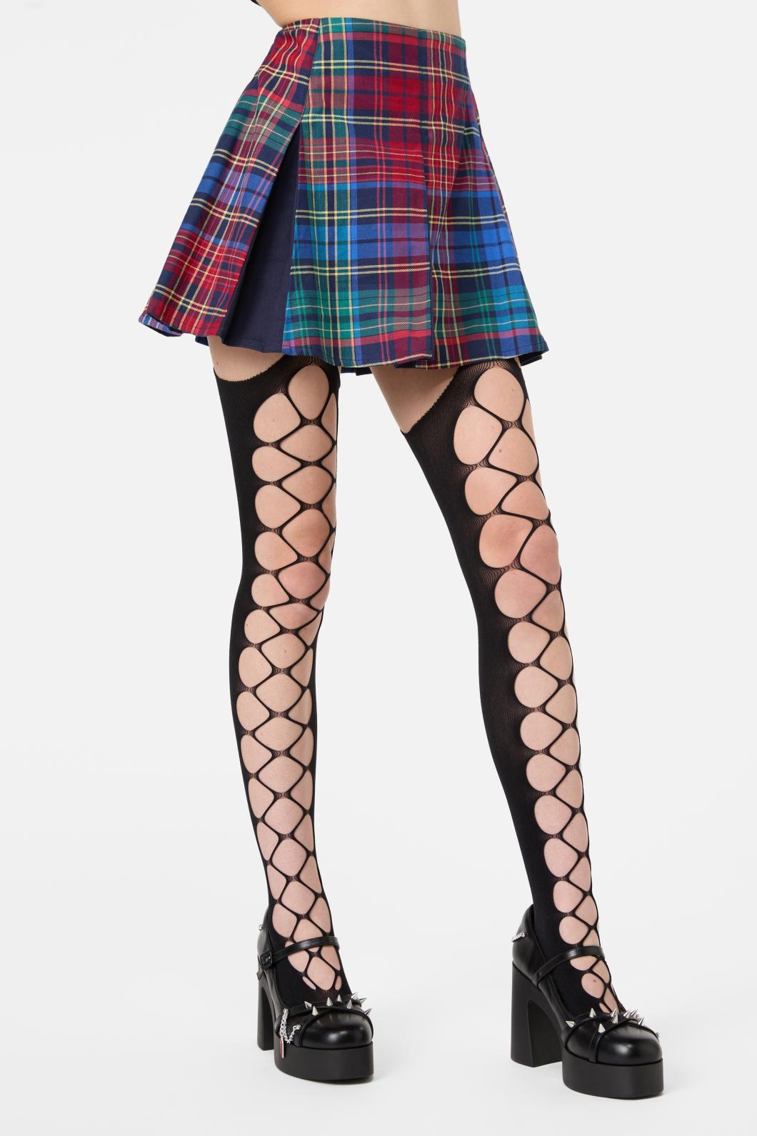 Black Friday - Wide Net Suspender Tights - black