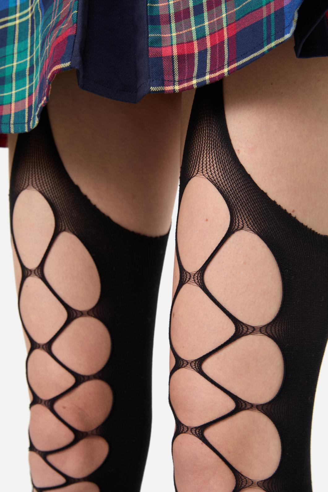 Black Friday - Wide Net Suspender Tights - black