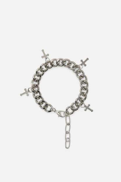 Black Friday - Cross Charm Bracelet - silver