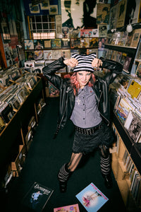 Black Friday - White Charming Stripe Beanie - black-white