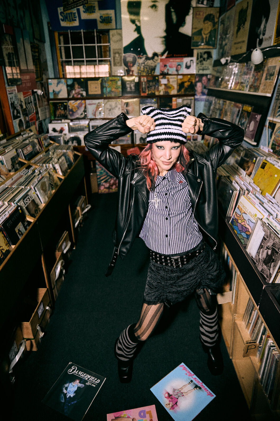 Black Friday - White Charming Stripe Beanie - black-white