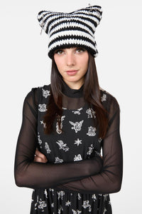 Black Friday - White Charming Stripe Beanie - black-white