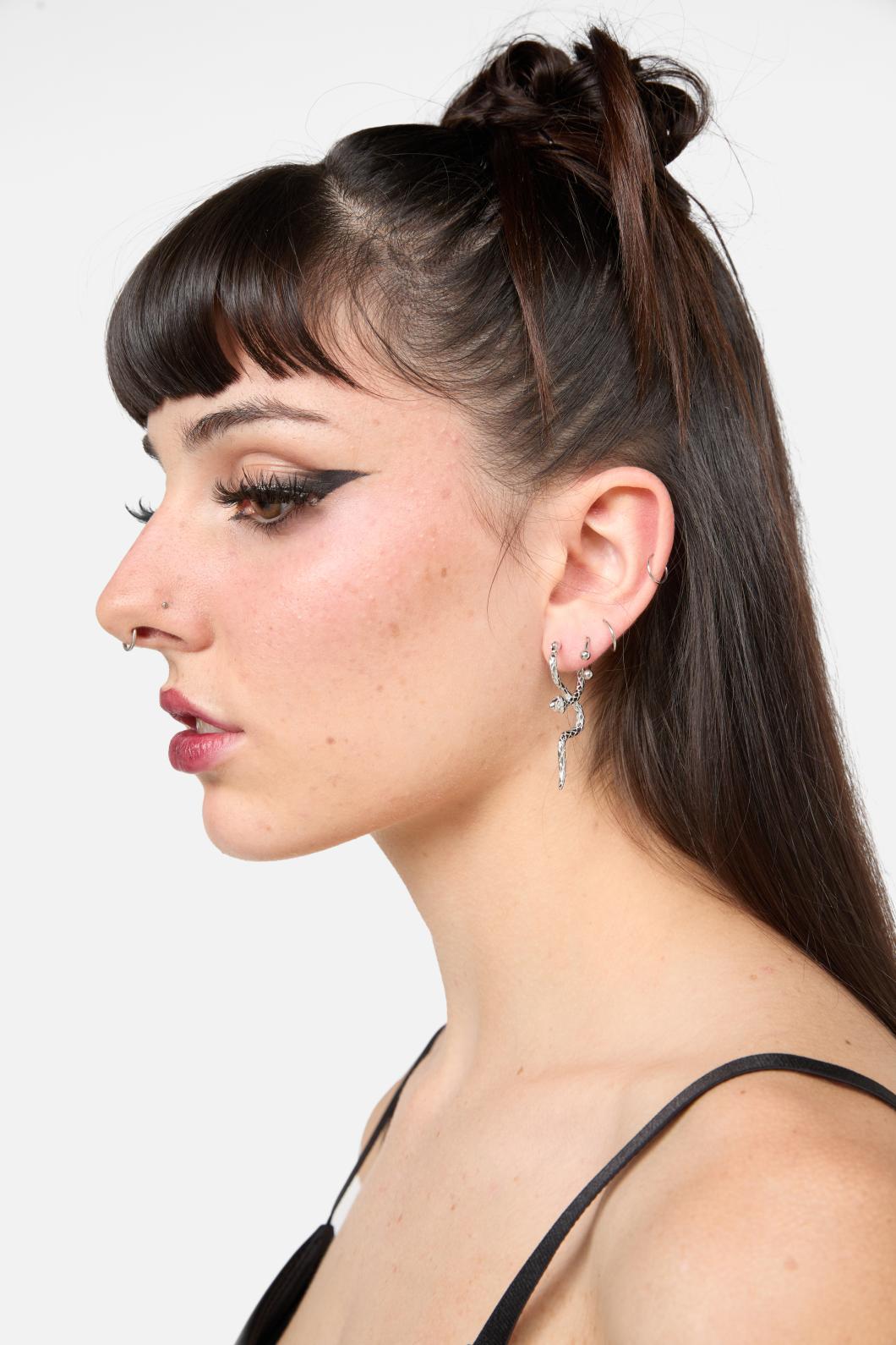 Black Friday - Snake Earrings - silver