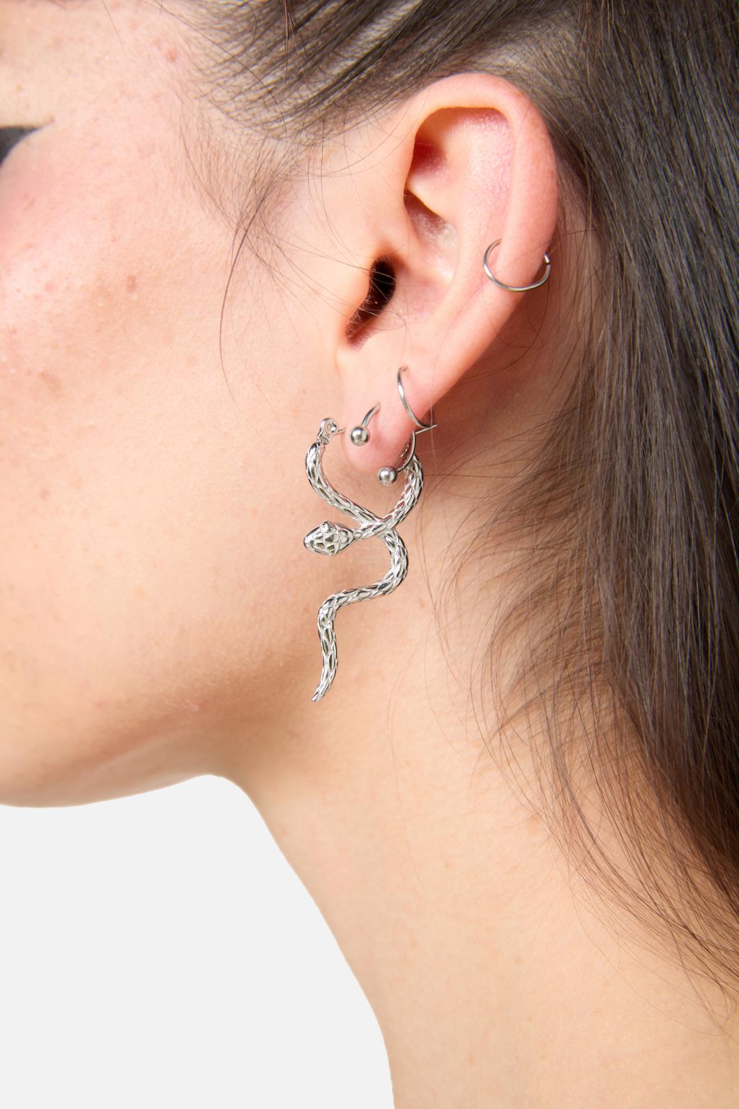 Black Friday - Snake Earrings - silver