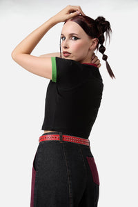 Black Friday - Star Buckle Stud Belt - red