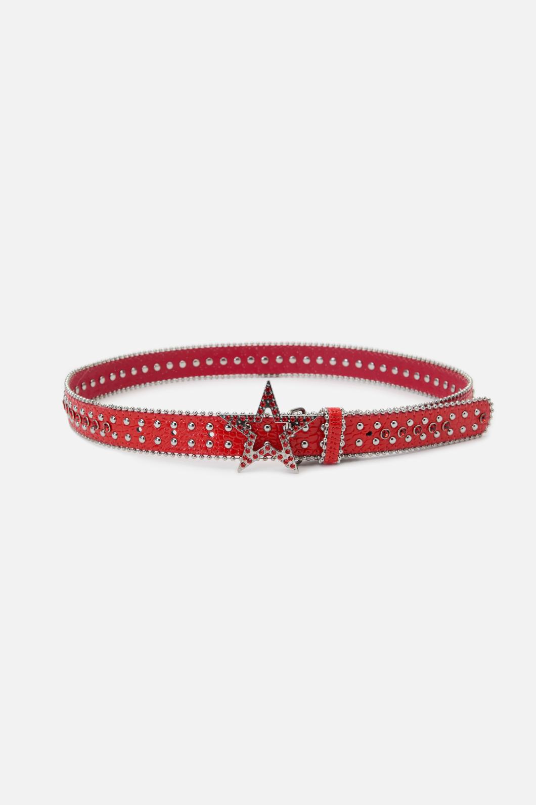 Black Friday - Star Buckle Stud Belt - red
