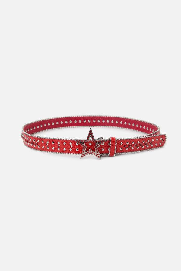 Black Friday - Star Buckle Stud Belt - red