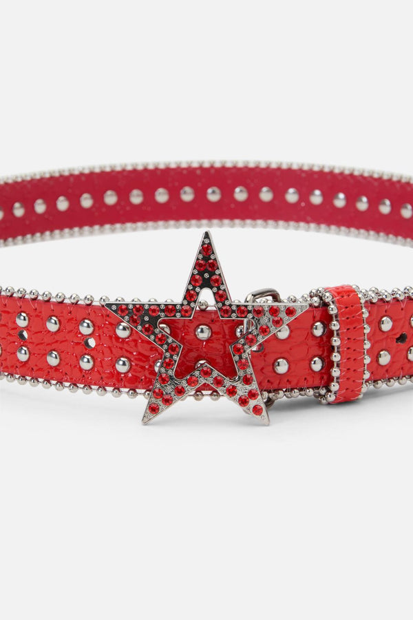 Black Friday - Star Buckle Stud Belt - red