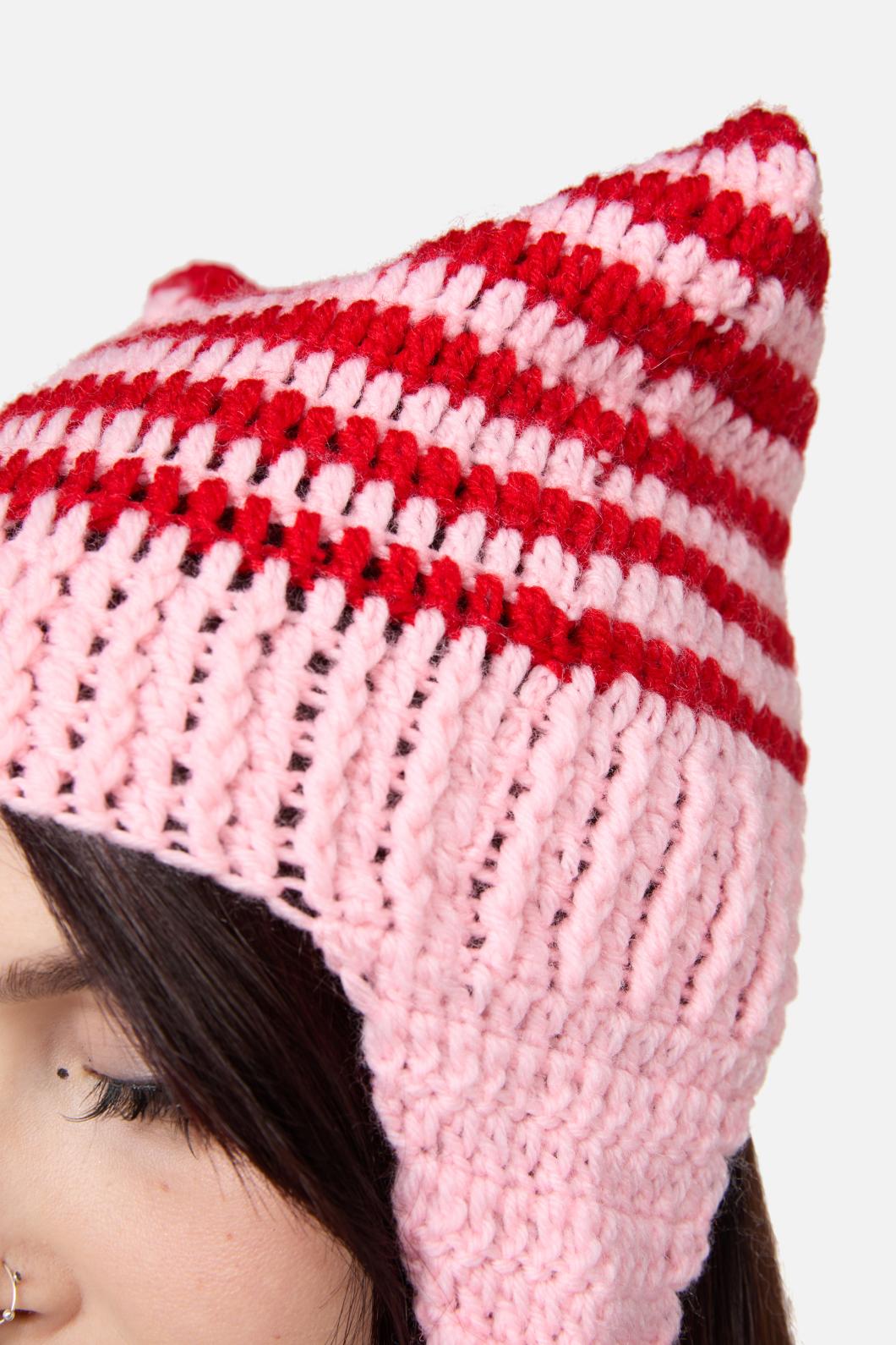 Black Friday - Pink Red Stripe Star Beanie - pink-red