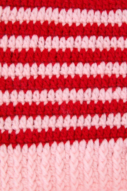 Black Friday - Pink Red Stripe Star Beanie - pink-red