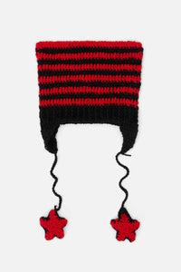 Black Friday - Red Black Stripe Star Beanie - red-black