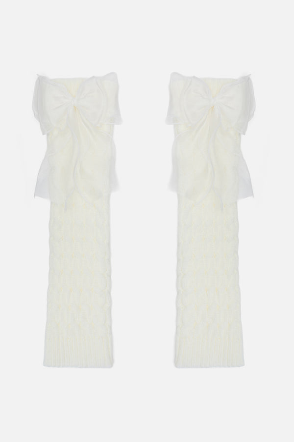 Black Friday - Big Bow Leg Warmers - white