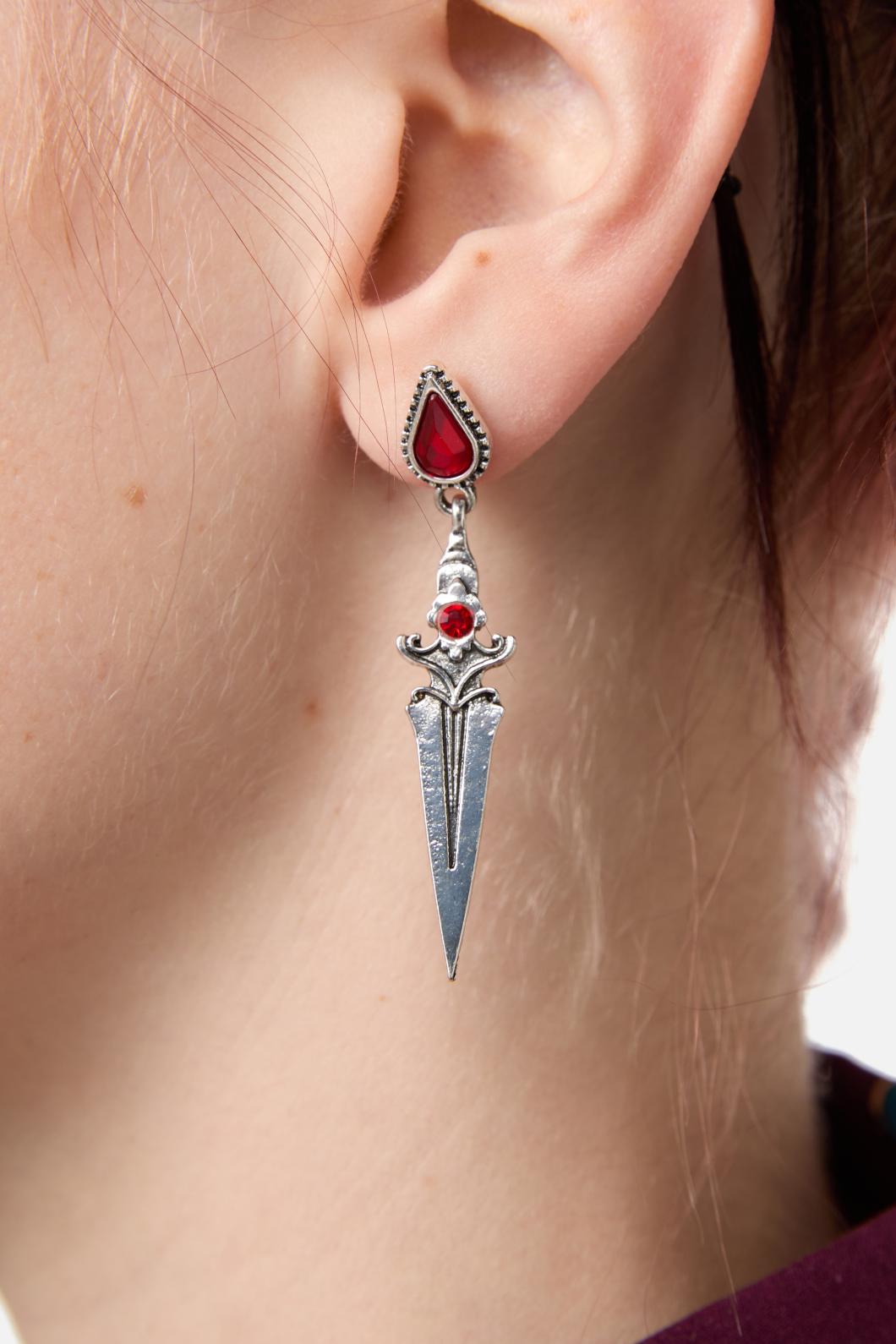 Black Friday - Sword Drop Earrings - silver