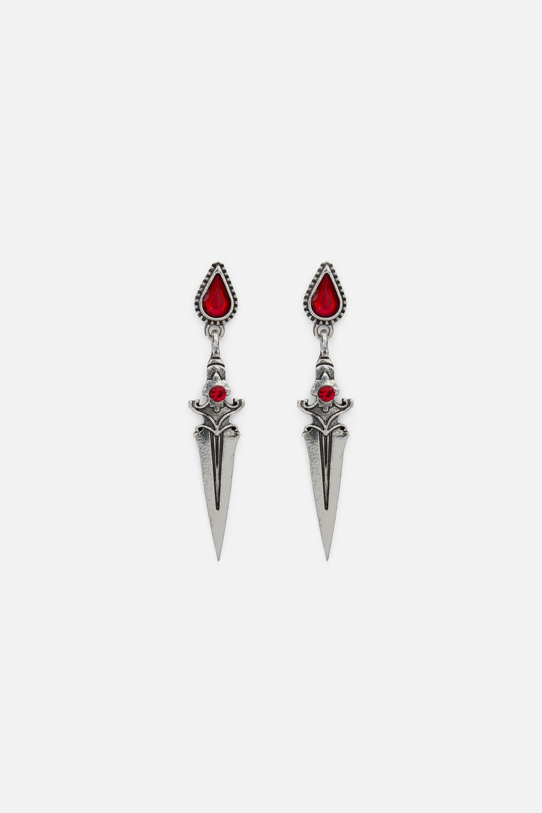 Black Friday - Sword Drop Earrings - silver
