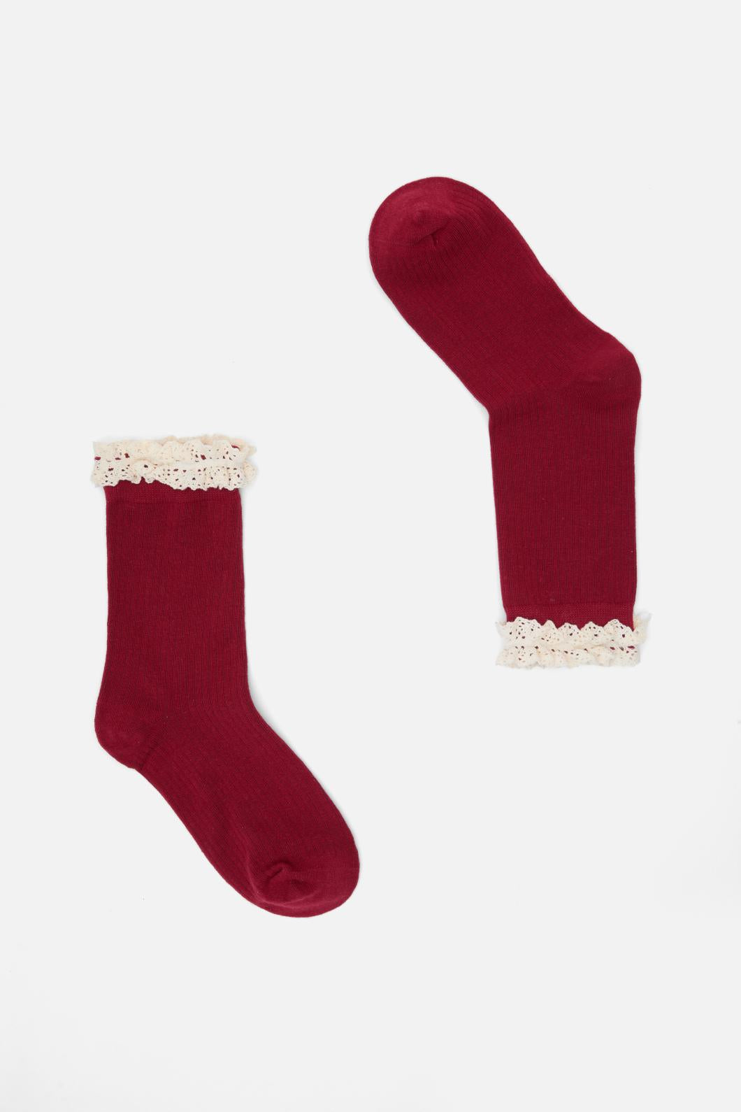 Black Friday - Red Vintage Lace Socks - red