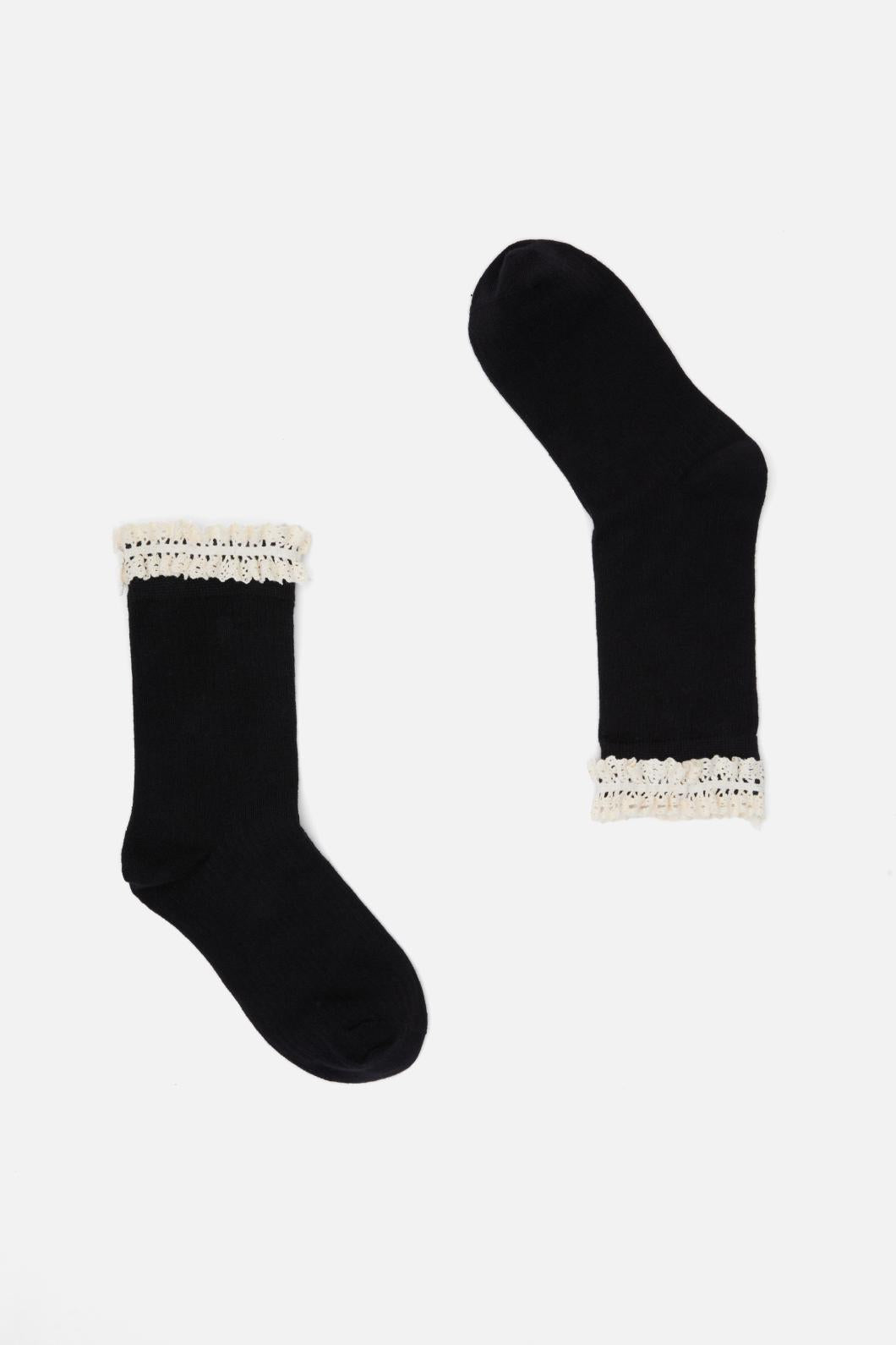 Black Friday - Black Vintage Lace Socks - black