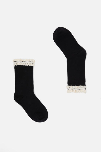 Black Friday - Black Vintage Lace Socks - black