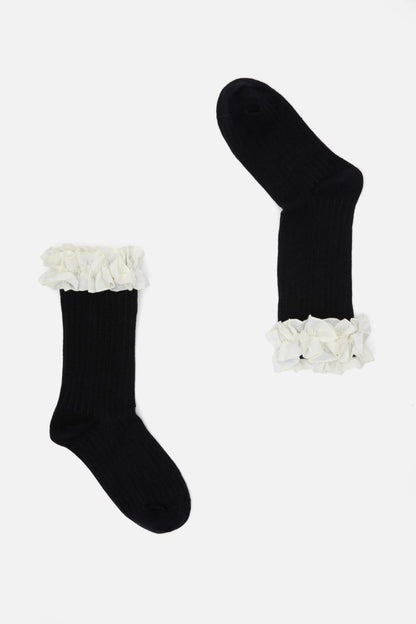 Black Friday - Black Ruffle Top Socks - black