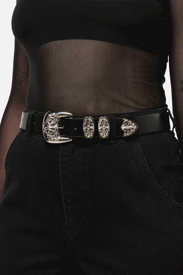 Black Friday - Ornate Metal Belt - black