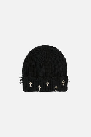 Black Friday - Black Cross Charm Beanie - black