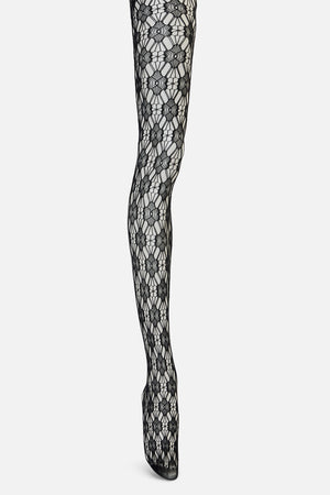 Black Friday - Black Cut Out Daisy Tights - black