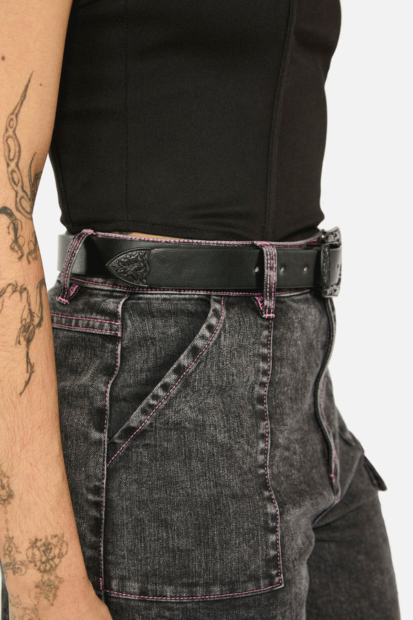 Black Friday - Simple Black Western Belt - black