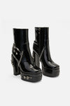Black Friday - Buckle Patent Heel Boots - black