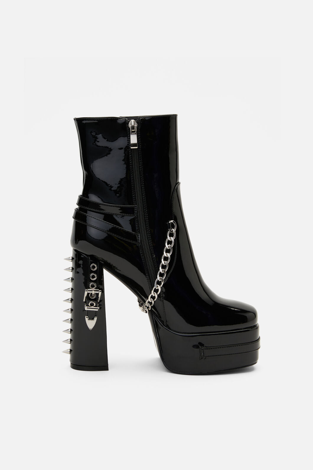 Black Friday - Buckle Patent Heel Boots - black
