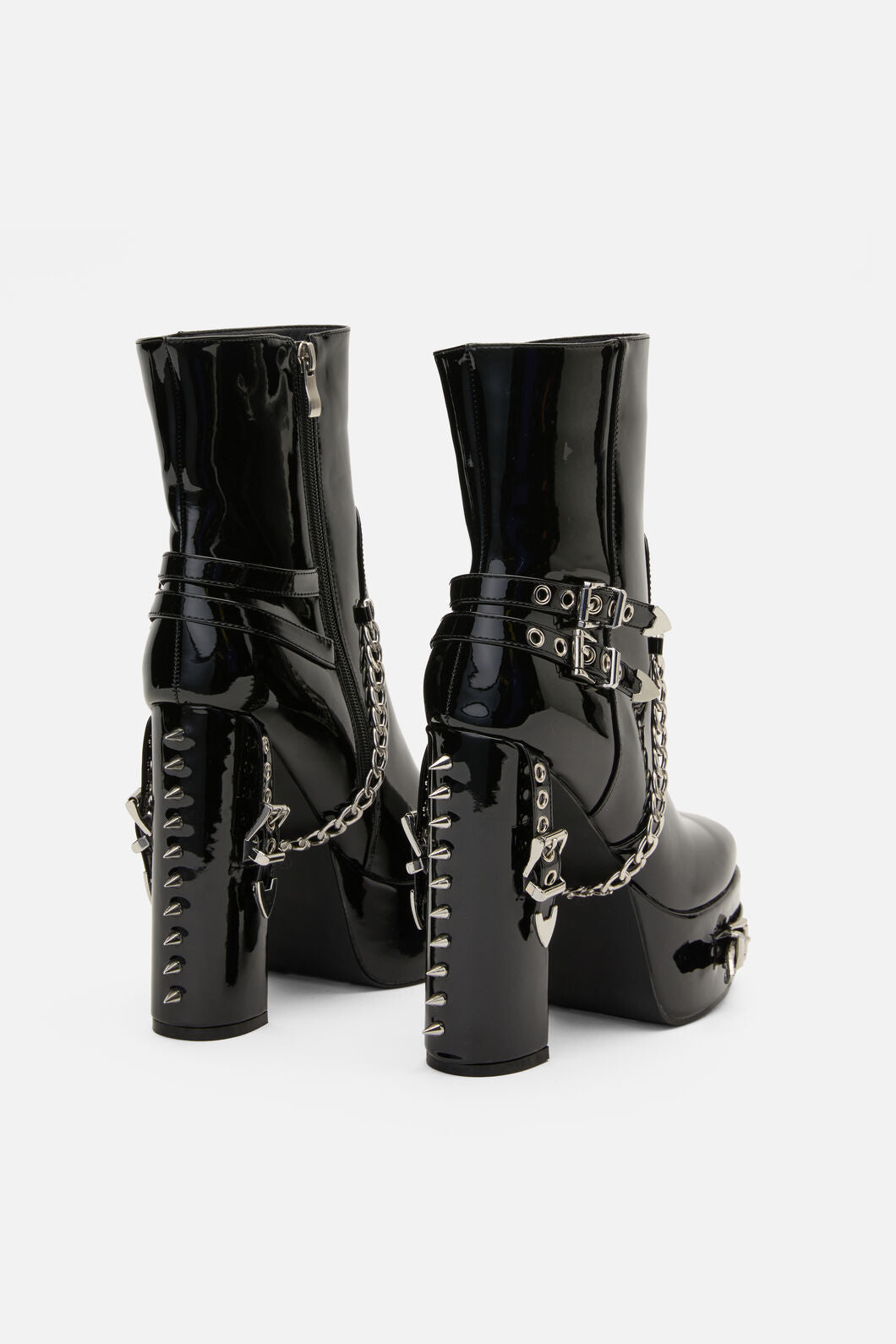 Black Friday - Buckle Patent Heel Boots - black