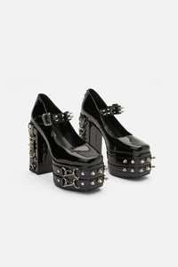 Black Friday - Spiked & Buckled Heels - black