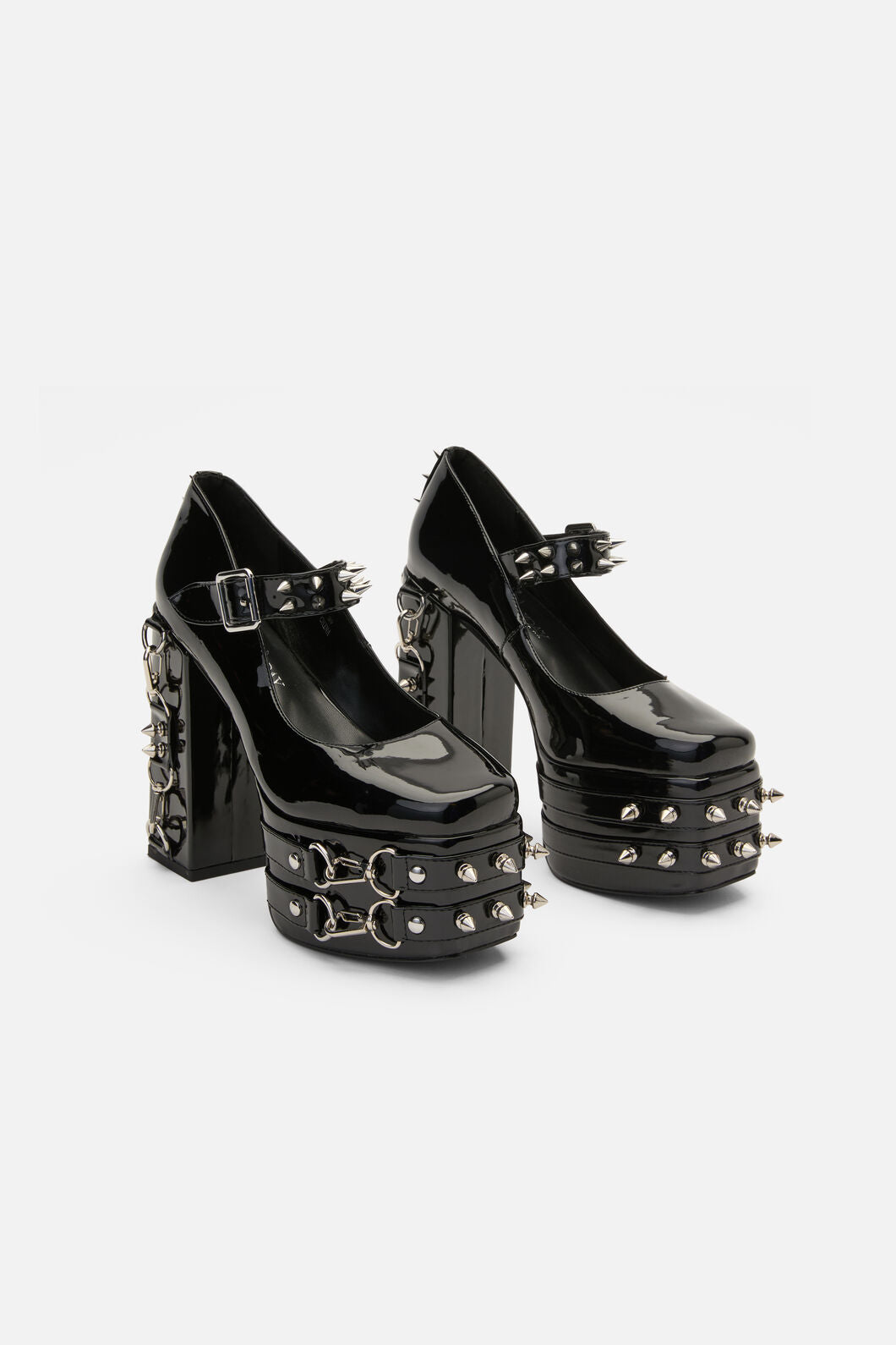 Black Friday - Spiked & Buckled Heels - black