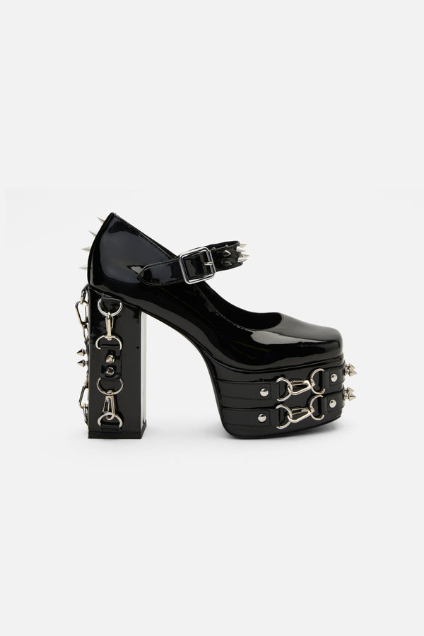 Black Friday - Spiked & Buckled Heels - black