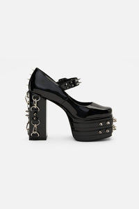 Black Friday - Spiked & Buckled Heels - black